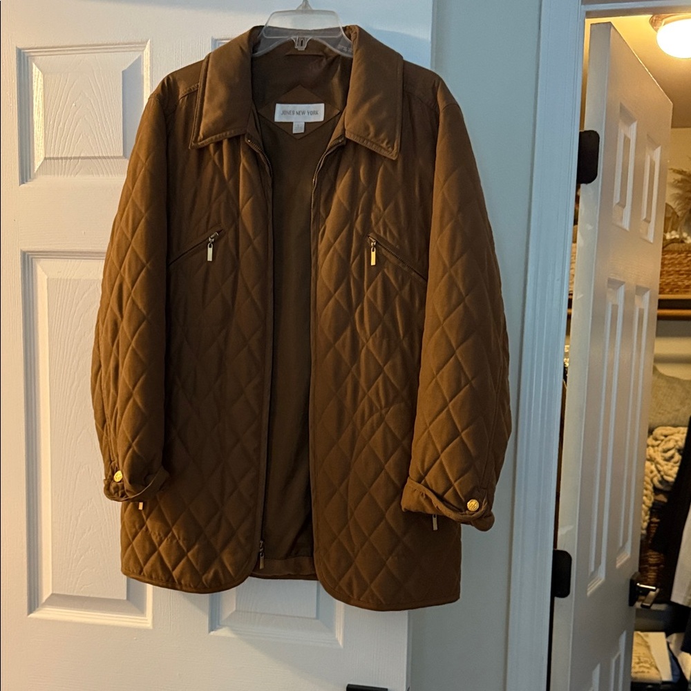 Jones New York Brown Quilted Jacket